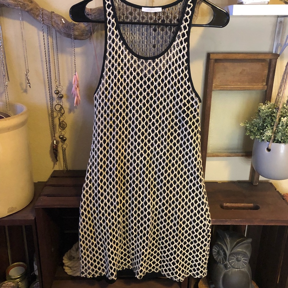 Zara black and cream lace dress